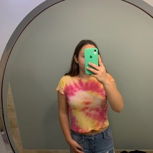 Hand tie-dyed brandy Melville white t shirt